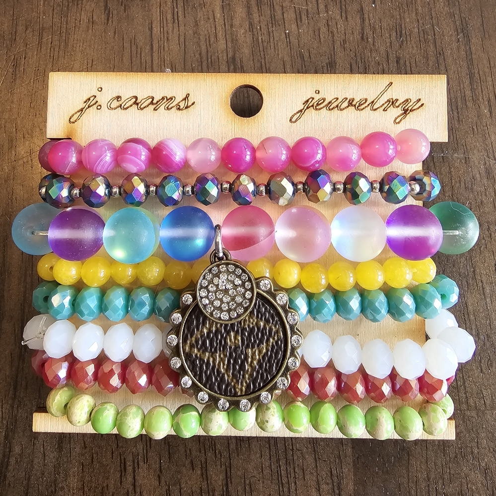 Authentic upcycled stacked bracelet